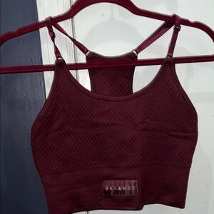 Maroon  Racerback Sports Bra with Textured Fabric